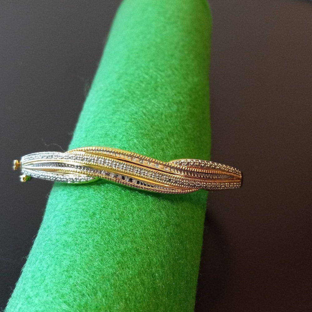 Danbury Mint 14 K Gold Plated "Forever" Bangle/Bracelet Cottagecore